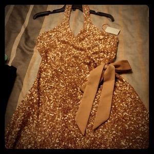 Gold sequined dress the population dress